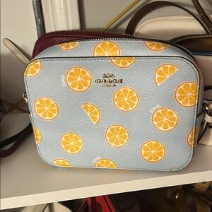 Coach Citrus Patterned Light Blue Crossbody Bag